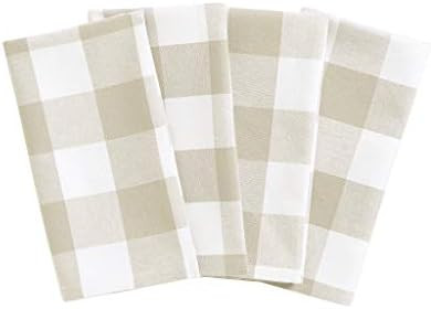 Elrene Home Fashions Farmhouse Living Buffalo Check Napkin Set of 4, 20" x 20", Tan/White 4 | Amazon (US)