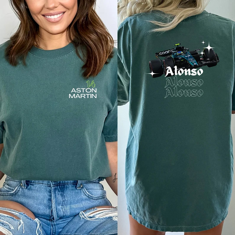 fernando alonso aston martin f1 tee | green comfort colors vintage style tshirt | formula 1 racin... | Etsy (US)