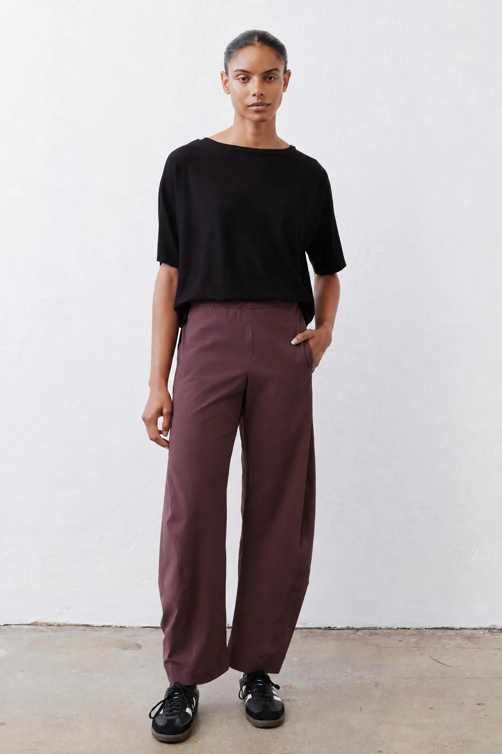 The On The Loose Work Pants | Aubergine Purple | Barrel Pants | Ruti
