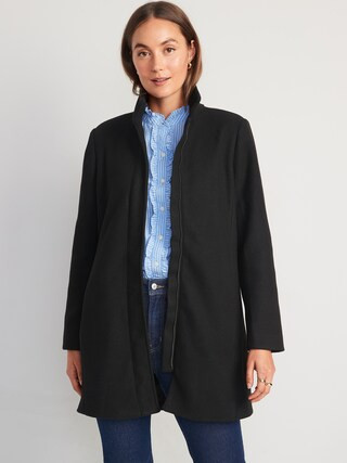 Soft-Brushed Funnel-Neck Coat for Women | Old Navy (US)