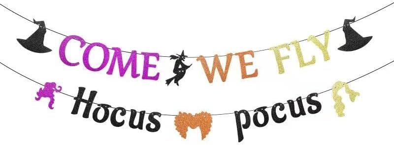 Hocus Pocus Come We Fly Glitter Banner- Hocus Pocus Party Decorations,Hocus Pocus Banner,Hocus Pocus | Amazon (US)