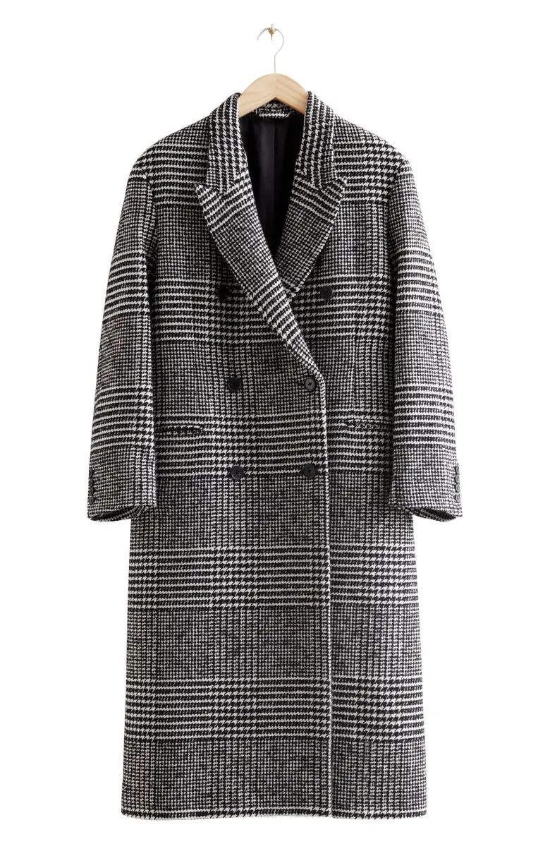 & Other Stories Mixed Check Wool Blend Coat | Nordstrom | Nordstrom