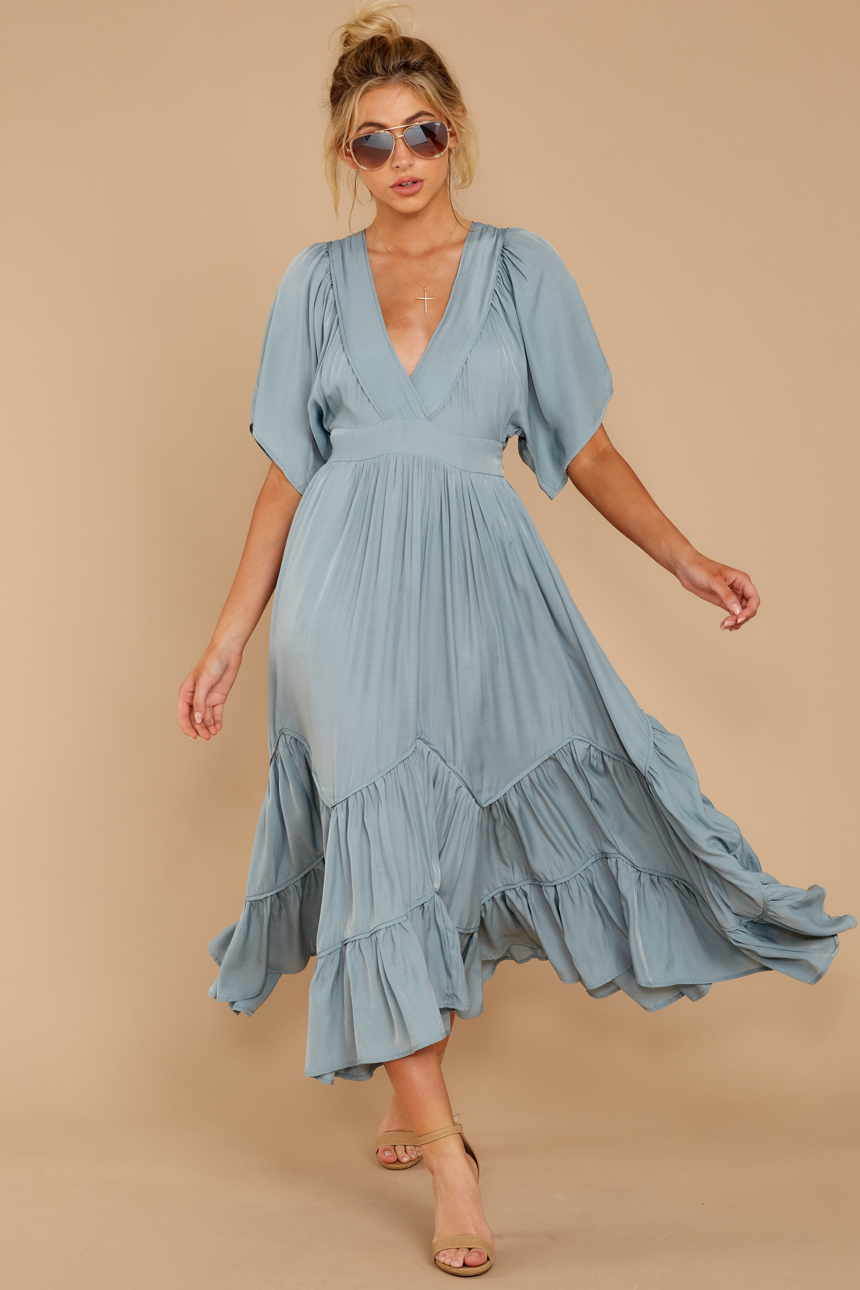 Never Austere Dusty Blue Midi Dress | Red Dress 