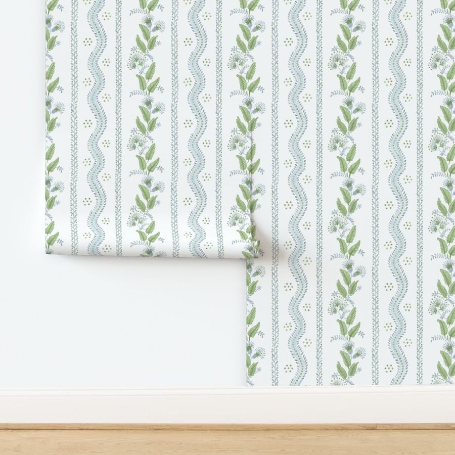 Soft Blue and greens on white Wallpaper bydanika_herrick | Spoonflower