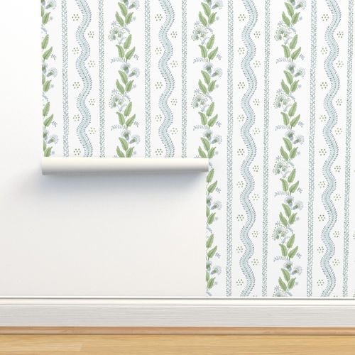 Soft Blue and greens on white Wallpaper bydanika_herrick | Spoonflower