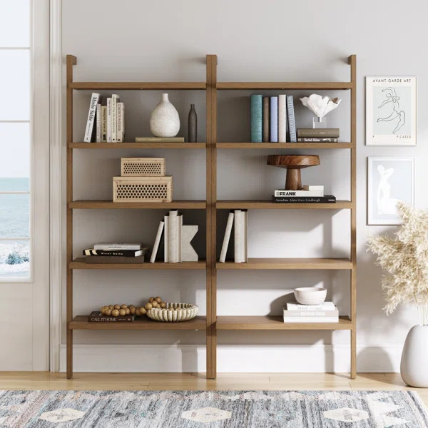 5-Tier Wall Mounted Solid Wood Bookshelf | Wayfair North America