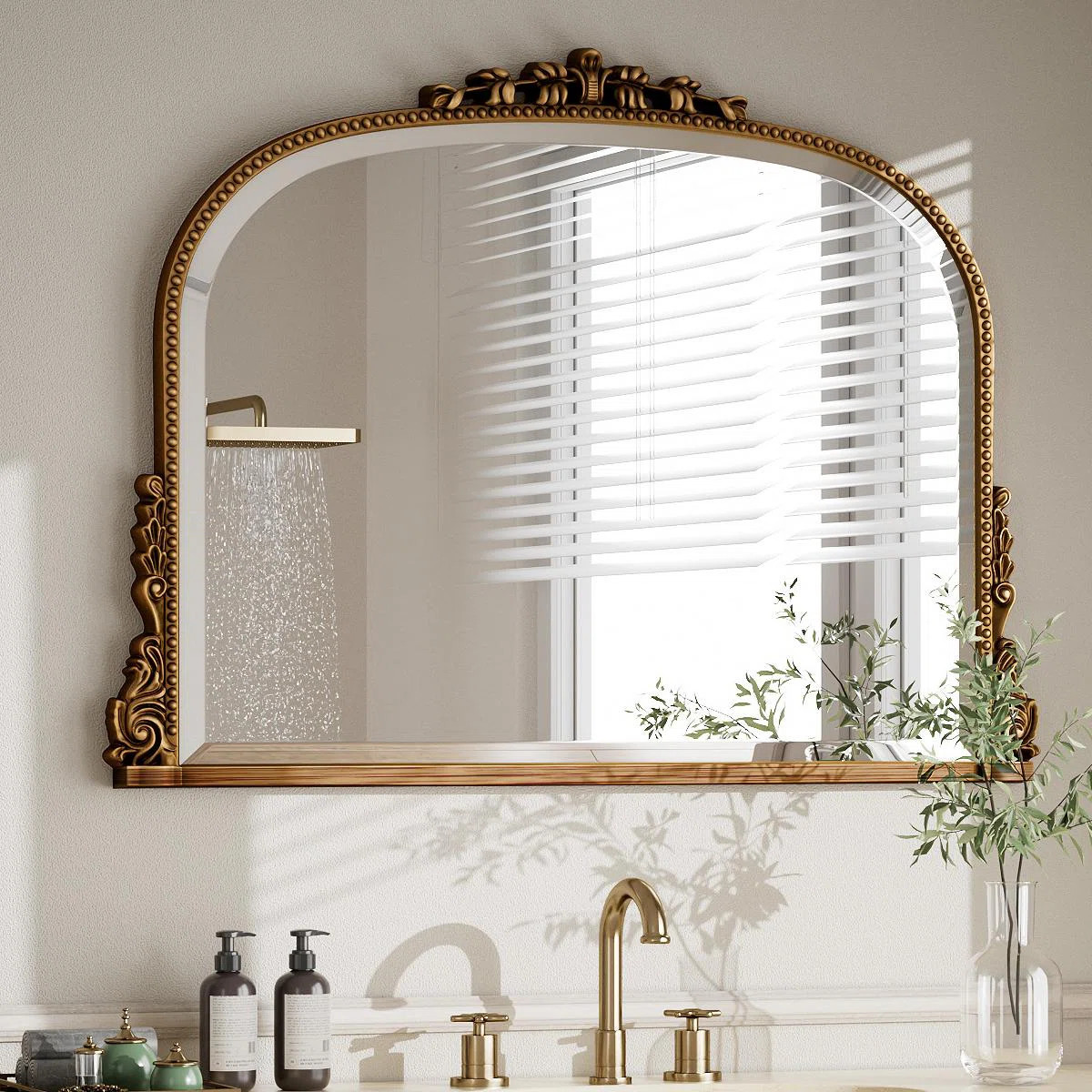 Hand-Painted Ornate Arched Wall Accent Mirror | Wayfair North America