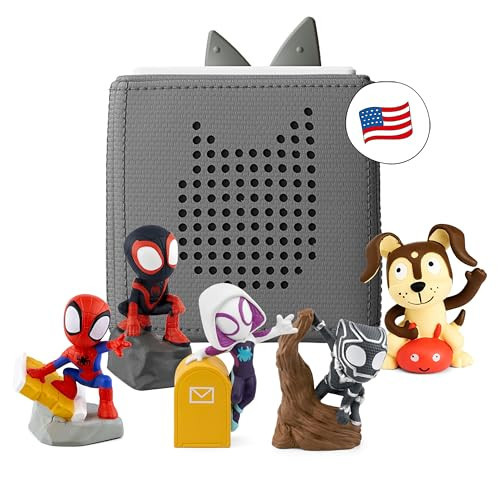 Toniebox Audio Player Starter Set with Spidey, Ghost-Spider, Spin, Black Panther, and Playtime Puppy - Listen, Learn, and Play with One Huggable Little Box - Gray | Amazon (US)