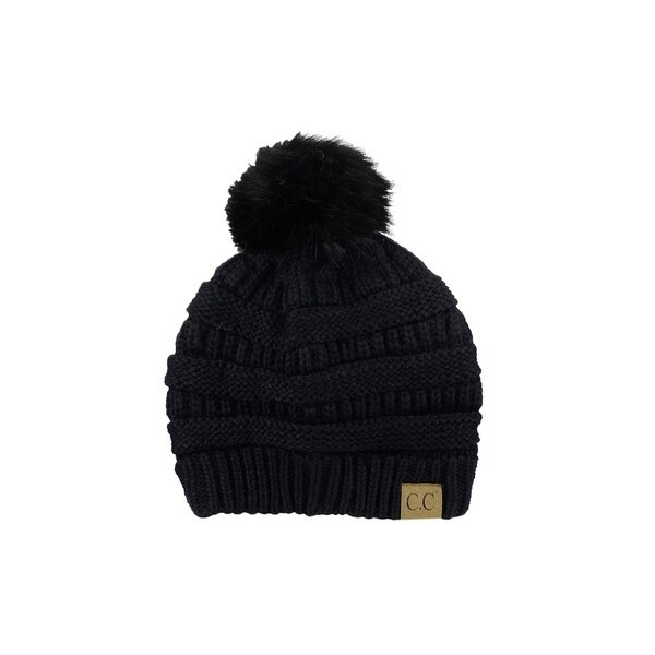 Beanie Faux Rabbit Fur Pom Pom Beanie | Bed Bath & Beyond