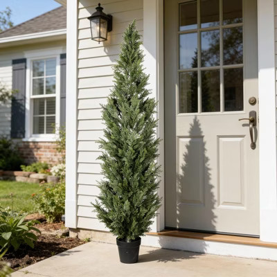 KTMBDW 6ft UV Artificial Topiary Trees Outdoor 72in Faux Cedar Tree with Full & Realistic Leaves Fake Cypress Tree for Front Door Yard Decor | Target