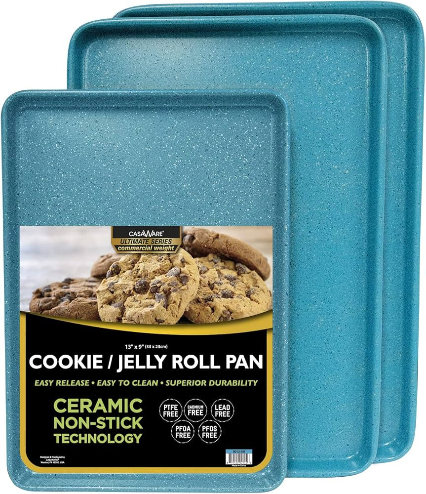 casaWare 3pc Ultimate Commercial Weight Cookie Sheet Set, Two 15 x 10-Inch Pans, One 13 x 9-Inch-... | Amazon (US)