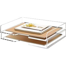 2 Pack- Stackable Paper Letter Tray, Enlarged A4 File Desk Organizer Acrylic Desk Organizers and ... | Amazon (US)