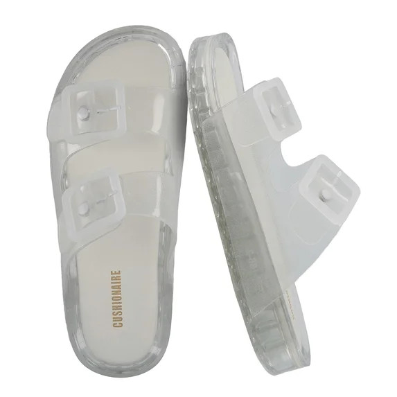 Cushionaire Pool Slides For Women Waterproof Double Buckle Adjustable Slip-On Womens Sandals For ... | Walmart (US)