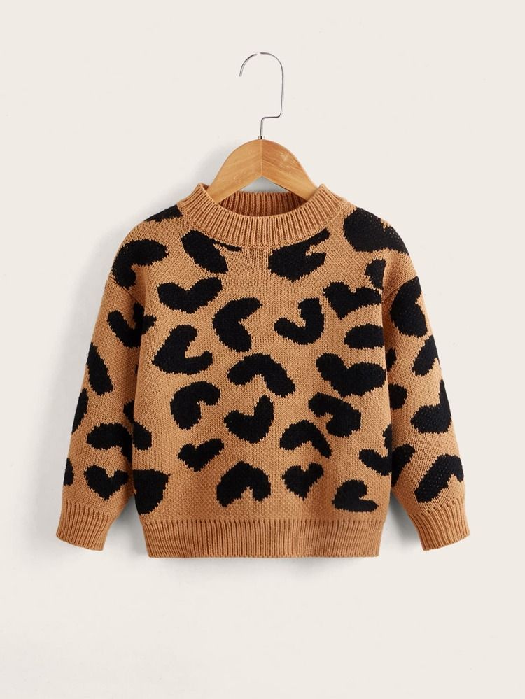 Toddler Girls Heart Pattern Drop Shoulder Sweater | SHEIN