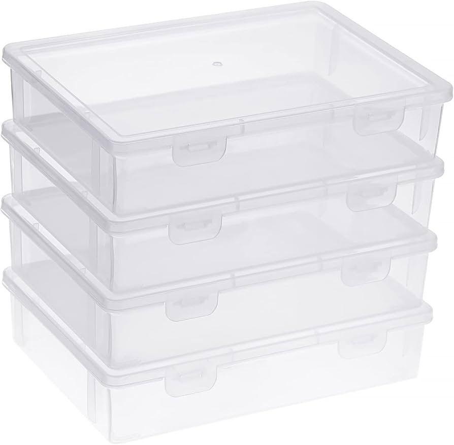 BTSKY Clear Plastic Storage Box with Flap Lid, Multipurpose Craft Organizers and Storage Box Art ... | Amazon (US)