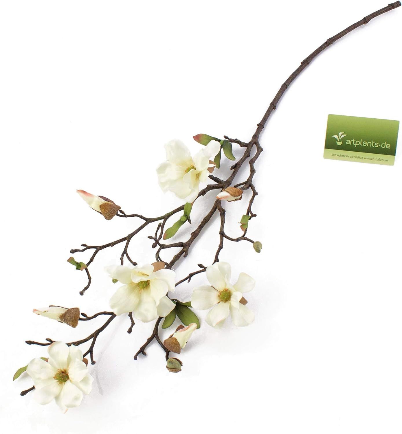 artplants.de Decorative Magnolia spray LILO, 4 blooms, buds, cream - white, 30"/75cm - Silk flowe... | Amazon (UK)