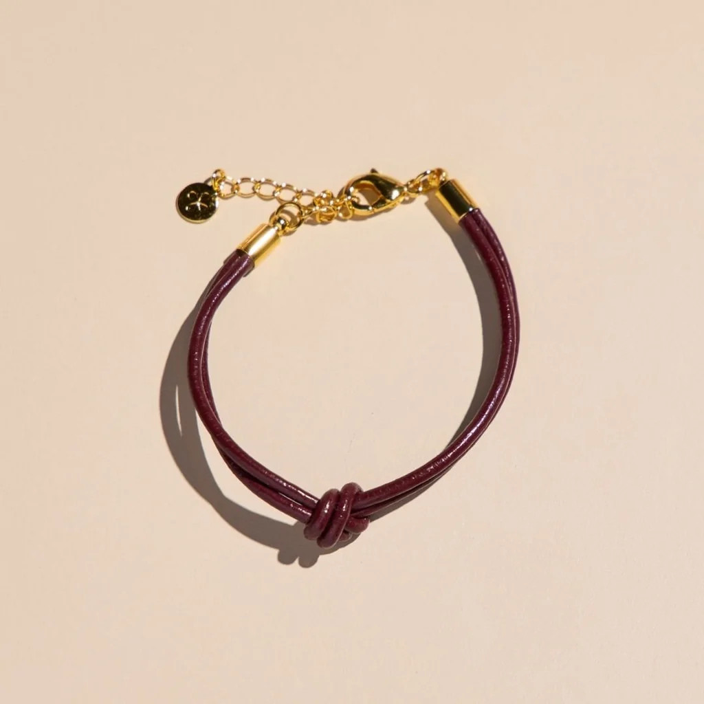 Burgundy Granada Knotted Leather Cord Bracelet | Nickel and Suede