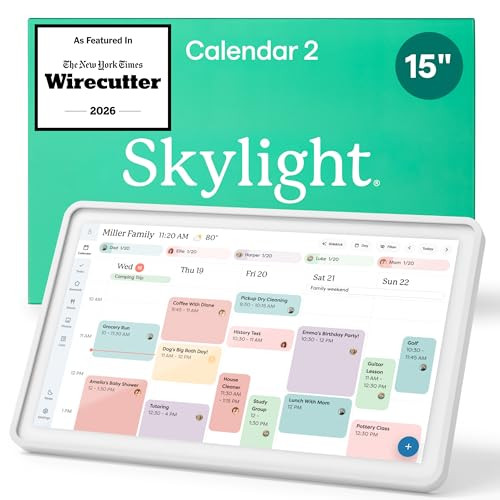 Skylight Calendar 2 - 15-inch Full HD Touchscreen Digital Calendar, Featured on Wirecutter - Wall Planner & Interactive Chore Chart, Smart Family Organizer, 16GB Storage, Wi-Fi, Wall Mount Included - Classic, White | Amazon (US)