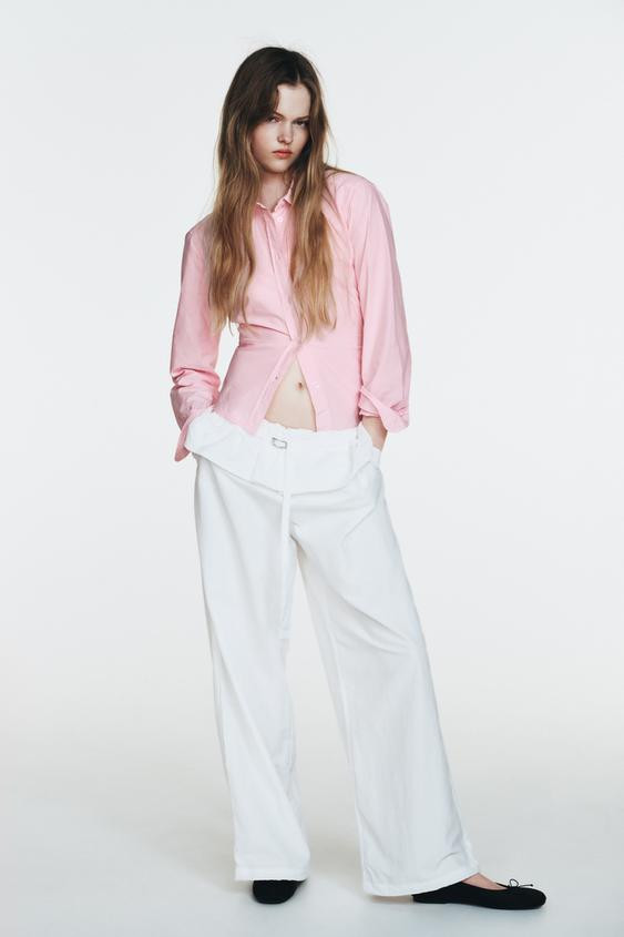 OVERLAPPING WAIST NYLON PANTS | Zara US
