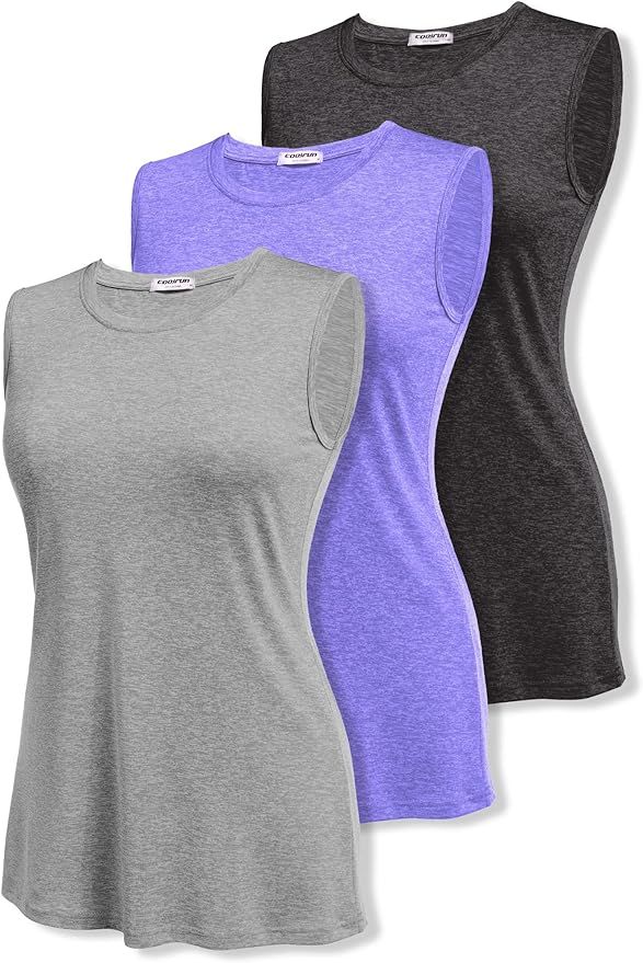 COOrun Women's Sleeveless Athletic Shirts Lightweight Sports Shirt Quick Dry Yoga Tank Tops Muscl... | Amazon (US)