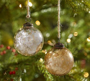 Mercury Glass Ball Ornaments, Set of 6 - Silver/Gold | Pottery Barn (US)