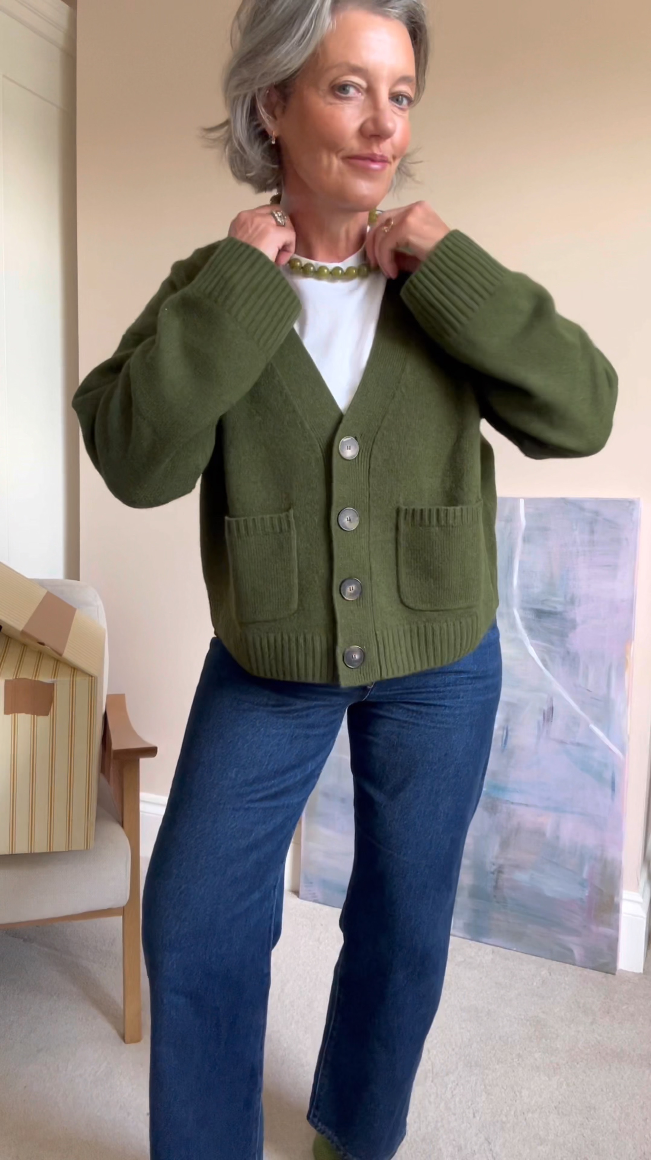 New in at Sezane 💚
Gorgeous knitwear, suede boots and a fabulous jacket

Cardigan Large
Jumper Extra large 
Jacket size 14
Boots true to size

Knitwear
Cardigan 
Suede boots
Ribcage jeans 
Autumn outfit 
Midsize looks

#LTKeurope #LTKover50style #LTKstyletip