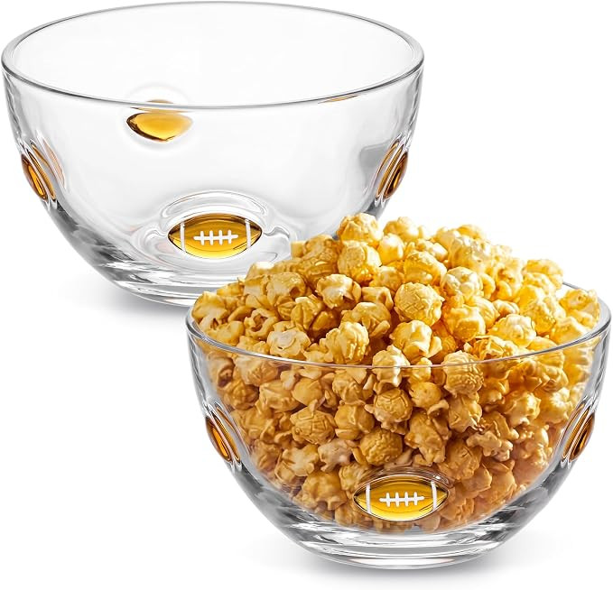SiliFine 2 PCS Football Icon Glass Bowl - Glass Salad Mixing Bowls Set for Kitchen Baking, Cookin... | Amazon (US)