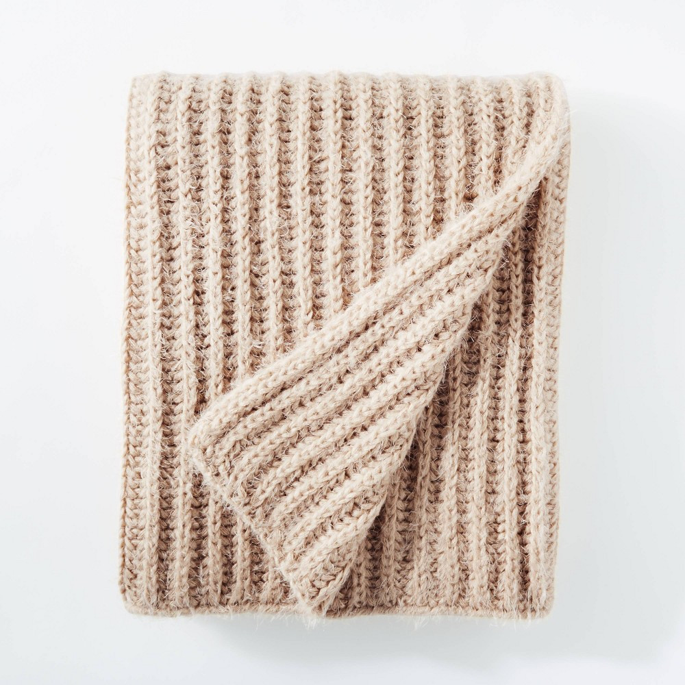 50""x60"" Eyelash Chunky Knit Throw Blanket Taupe - Threshold designed with Studio McGee | Target