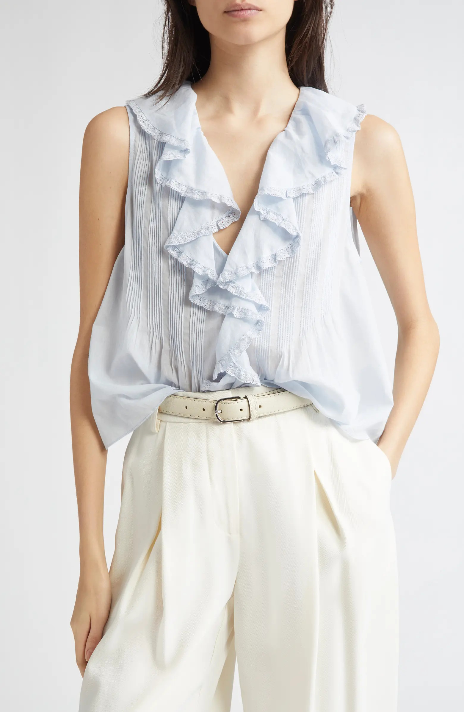 Hilda Pintucked Sleeveless Organic Cotton Top | Nordstrom