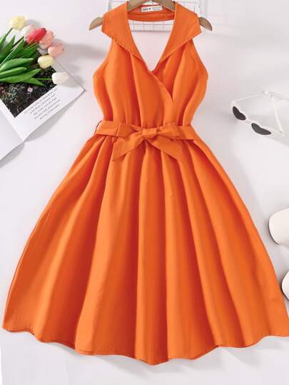 Teen Girls Solid Belted Dress SKU: sk2211176714143142(4 Reviews)$11.00$10.45Join for an Exclusive... | SHEIN