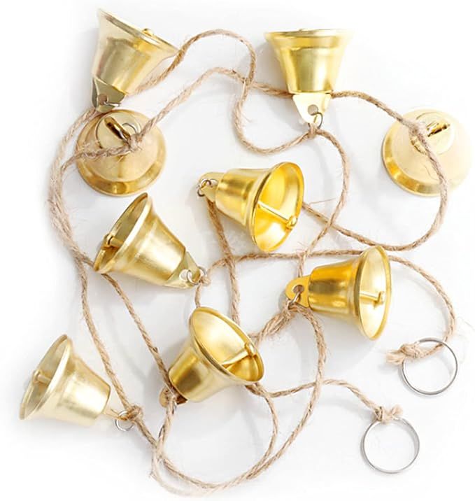 MrMrKura Vintage Jingle Bells Hanging String, 9 Polished Brass Bells Decorative Hanging Bells Win... | Amazon (US)
