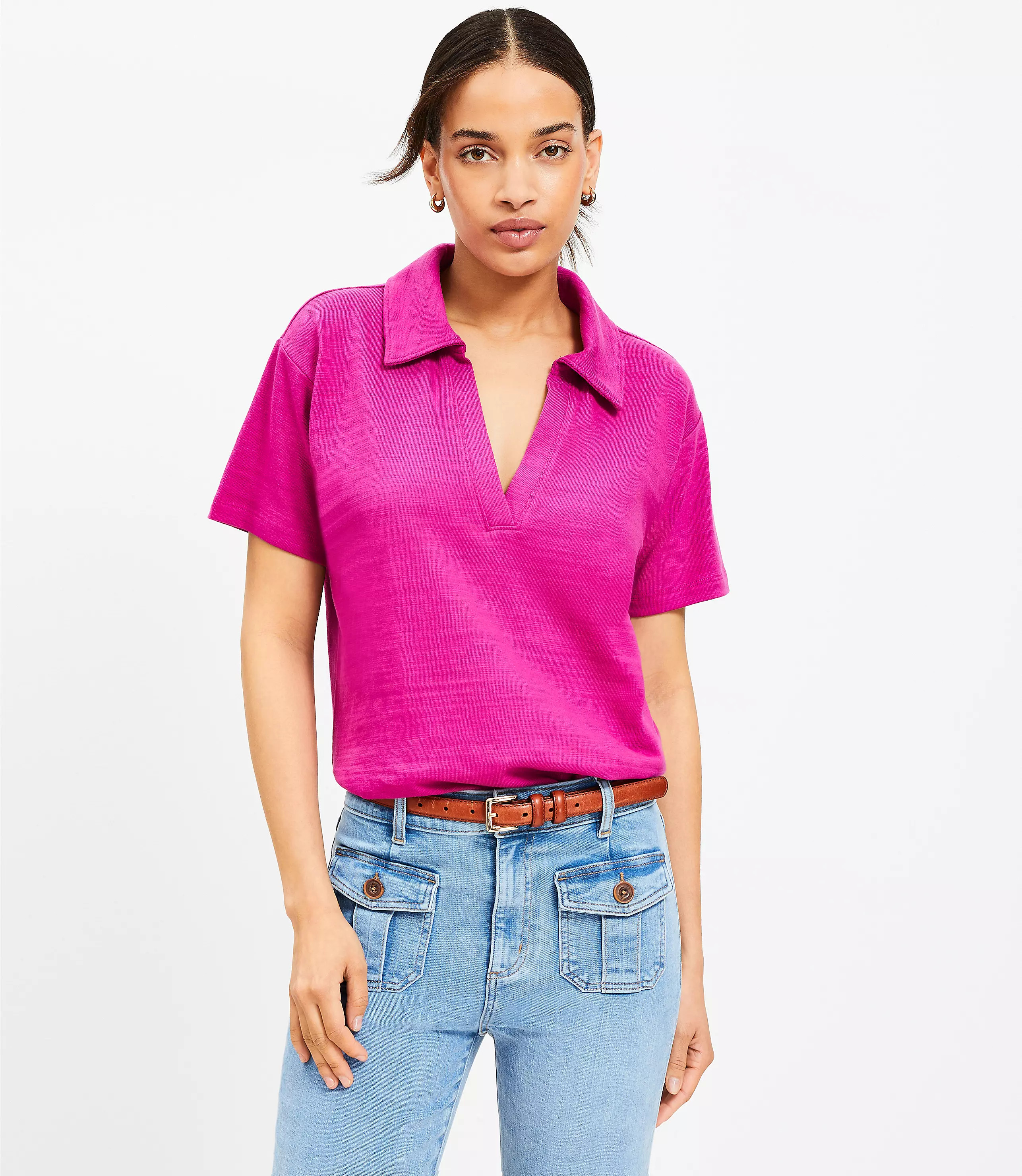 Split Neck Polo Shirt | LOFT