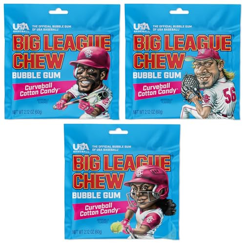 Big League Chew Cotton Candy - Chewing Bubble Gum Pack of 3, 2.12 oz | Amazon (US)