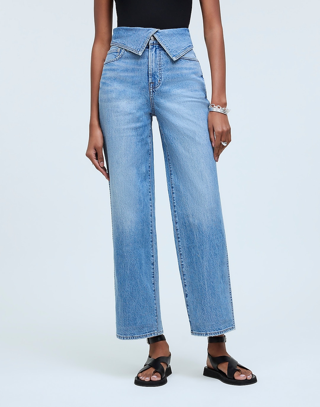 The Perfect Vintage Wide-Leg Crop Jean in Pickford Wash: Foldover-Waist Edition | Madewell