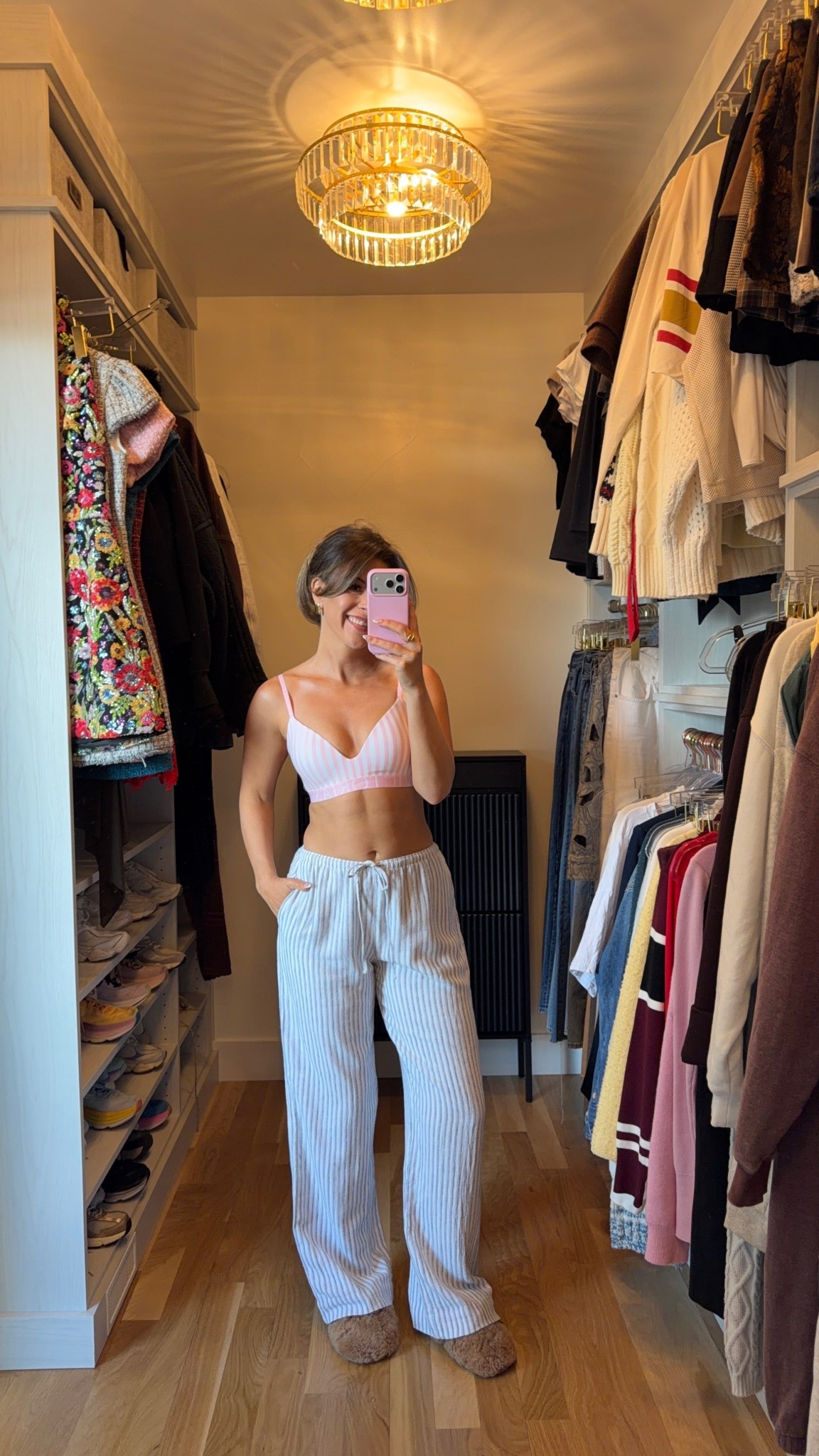 Abercrombie blue and white striped linen pant paired with a pink tshirt bra 

Electric picks code: emerson20

Wearing smalls. long in pants. 

Causal 
Everyday 
Loungewear
At home
Comfy
Slippers 


#LTKgrwm #LTKmomlife #LTKdayinmylife