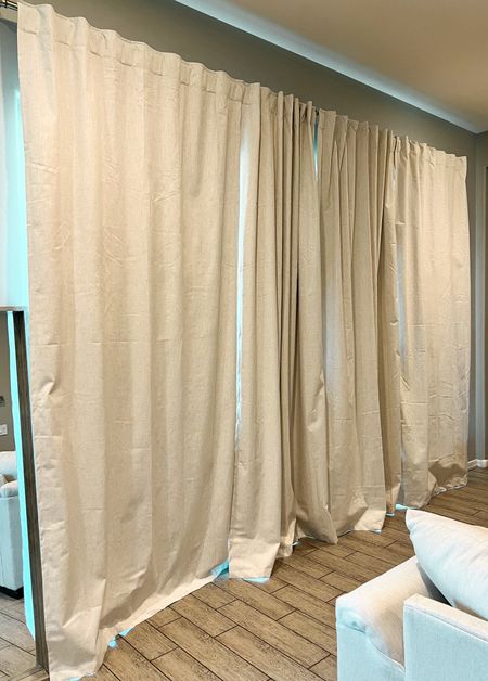 these curtains are definitely one of my favorites! Sizing: 52x108 they come in set of 2 panels - I used 4 panels✨ 

#homefinds #amazonhome #amazonfinds #curtains #drapes #amazonprime #homedecor #livingroomdecor #livingroom #amazonsale #linendrapes #curtainsunder100 #homefindsunder100

#LTKFindsUnder100 #LTKSaleAlert #LTKHome