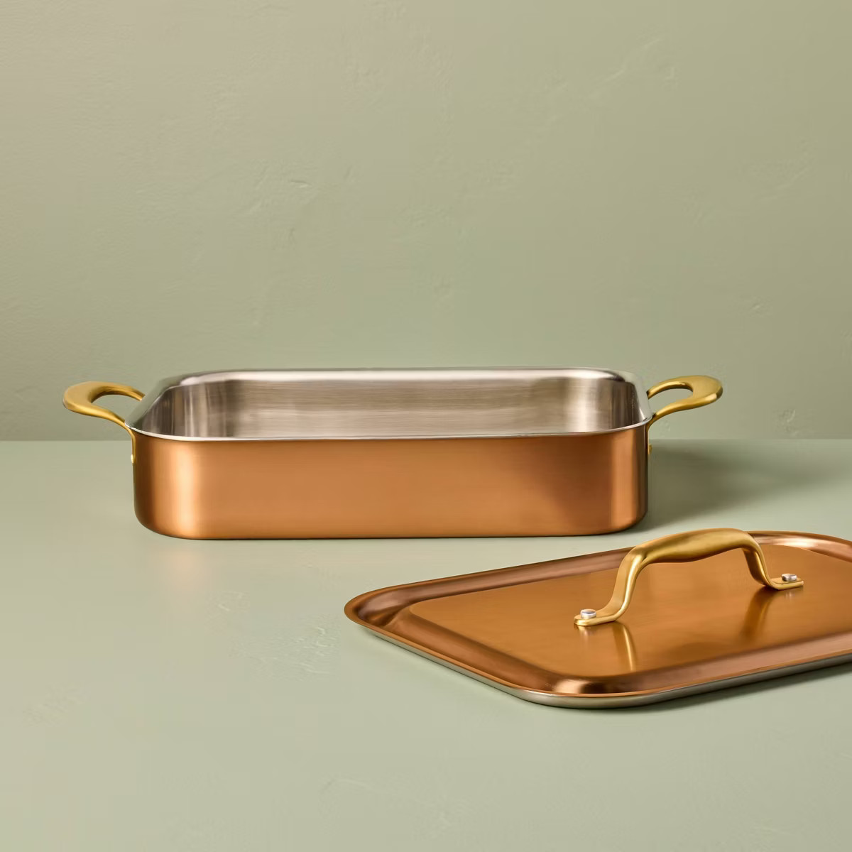 Roasting Pan with Lid Copper - Hearth & Hand™ with Magnolia | Target