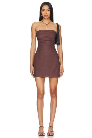 SNDYS Romi Linen Dress in Chocolate from Revolve.com | Revolve Clothing (Global)