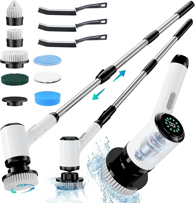 Electric Spin Scrubber: Cordless Power Spin Scrubber with Long Handle and Dual Speeds for Cleanin... | Amazon (US)