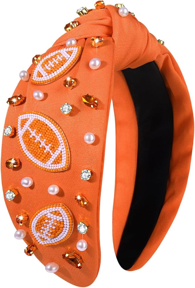 Game Day Headband for Women, Crystal Pearl Knotted Headbands Sports Baseball Football Headband Je... | Amazon (US)