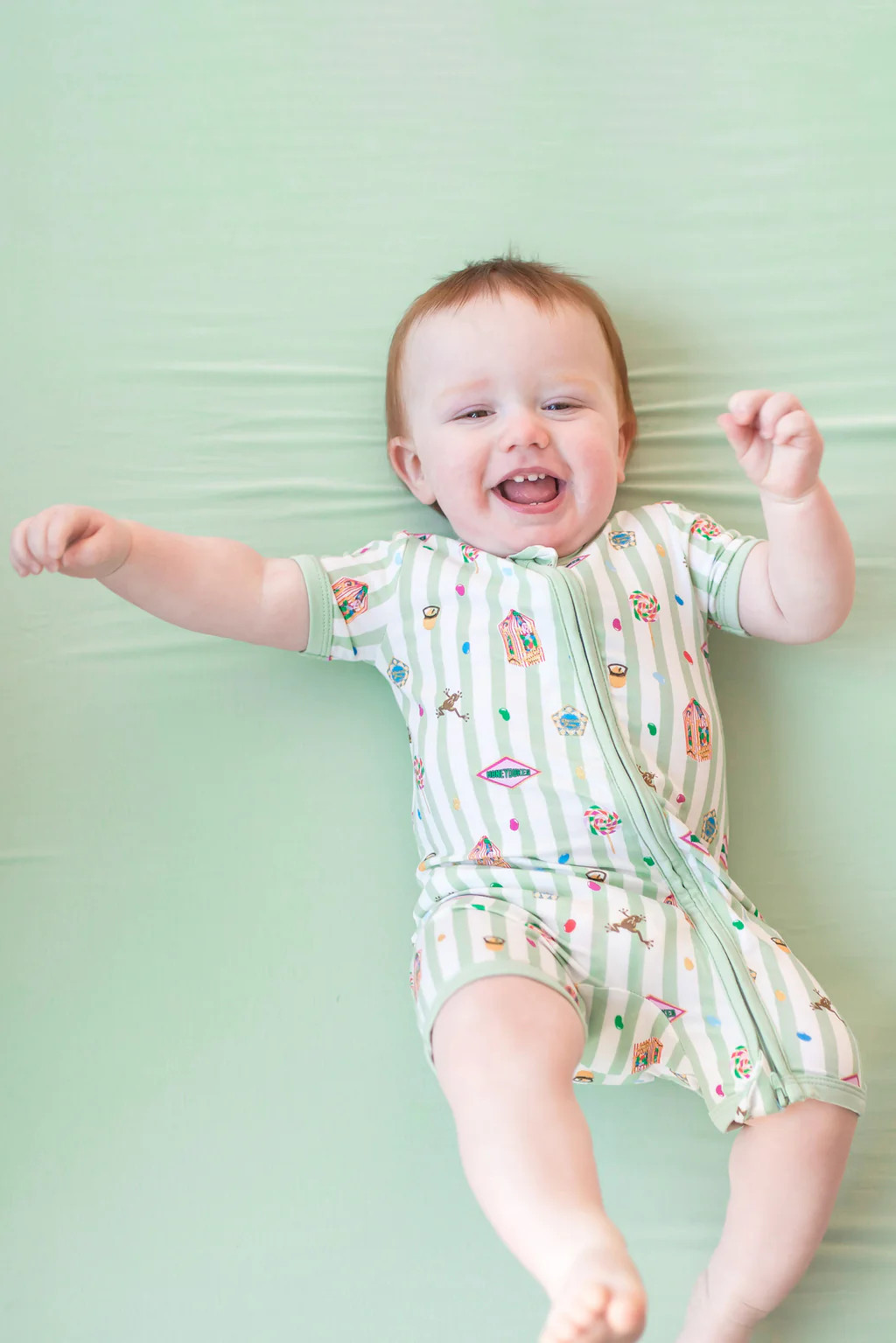 Zipper Shortall Romper in Honeydukes | Kyte Baby