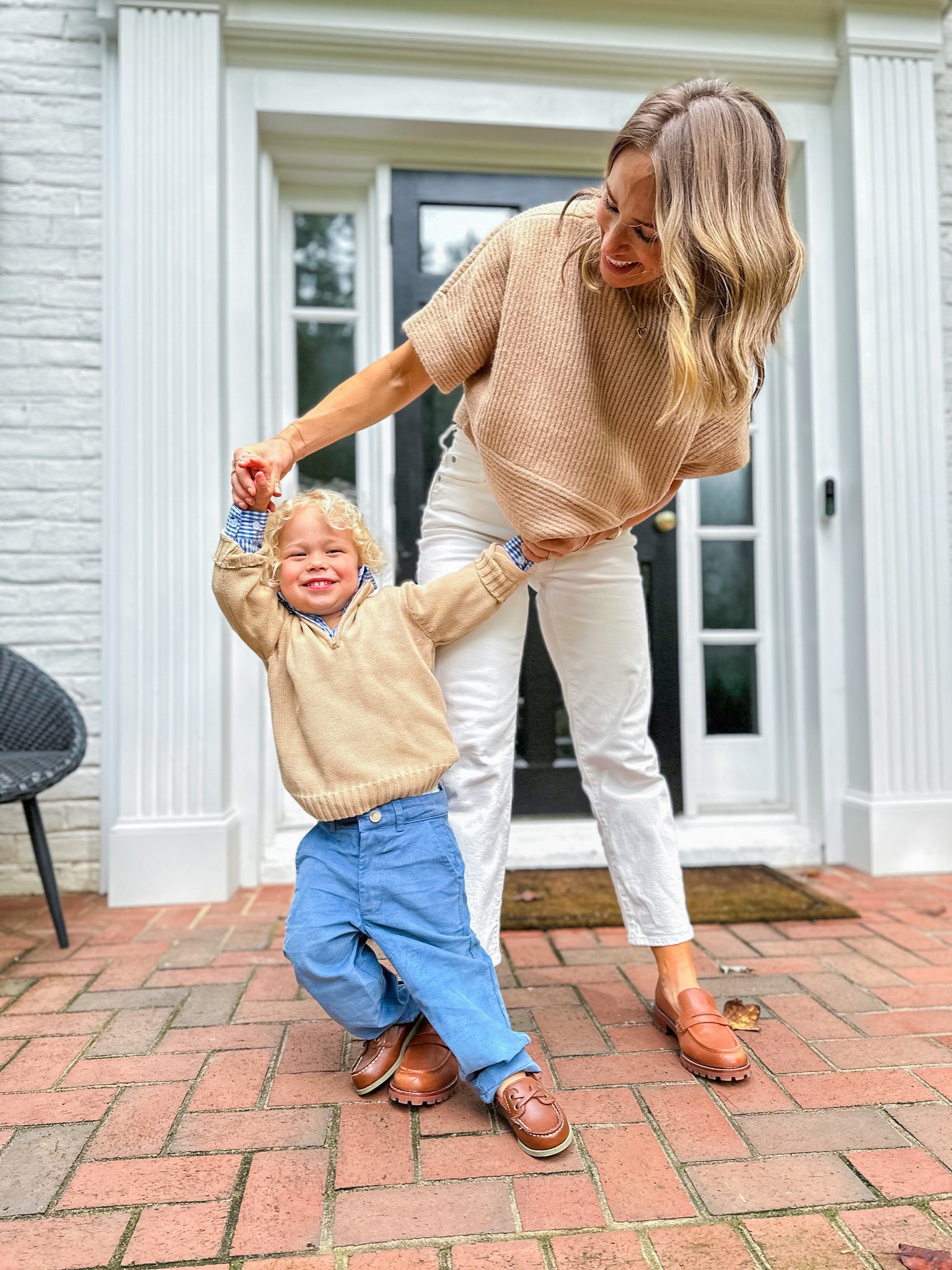 Thomas’ cute outfit is from Little English, which is my favorite place to find special kid’s clothes for special occasions. I originally got this outfit for his first day of school, but it’s going to be too hot (and the clothes are a tad too big on him right now), so I’m saving it for family pictures this fall. We LOVE Little English because the quality is 10/10 and the styles are so precious and gentlemanly ;).

My short sleeve sweater is from Revolve (size small), white straight leg jeans are from Madewell (25, TTS), and my loafers are from Madewell too! They are a great lugsole style that’s super comfortable and TTS. 

#LTKSeasonal #LTKkids #LTKfamily