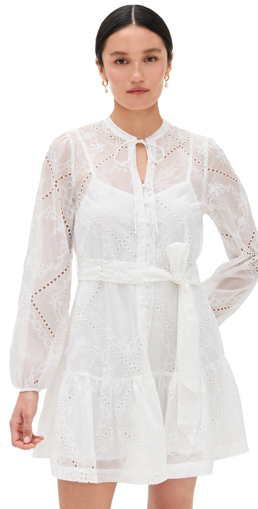 Hill House Home The Yara Mini Dress White/Patchwork Organza L | Shopbop