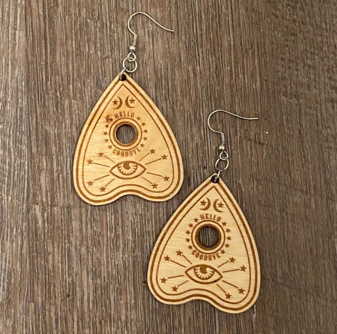 Planchette earrings- ouija board earrings - ouija Earrings - Wooden Earrings - Fandom Earrings - ... | Etsy (US)