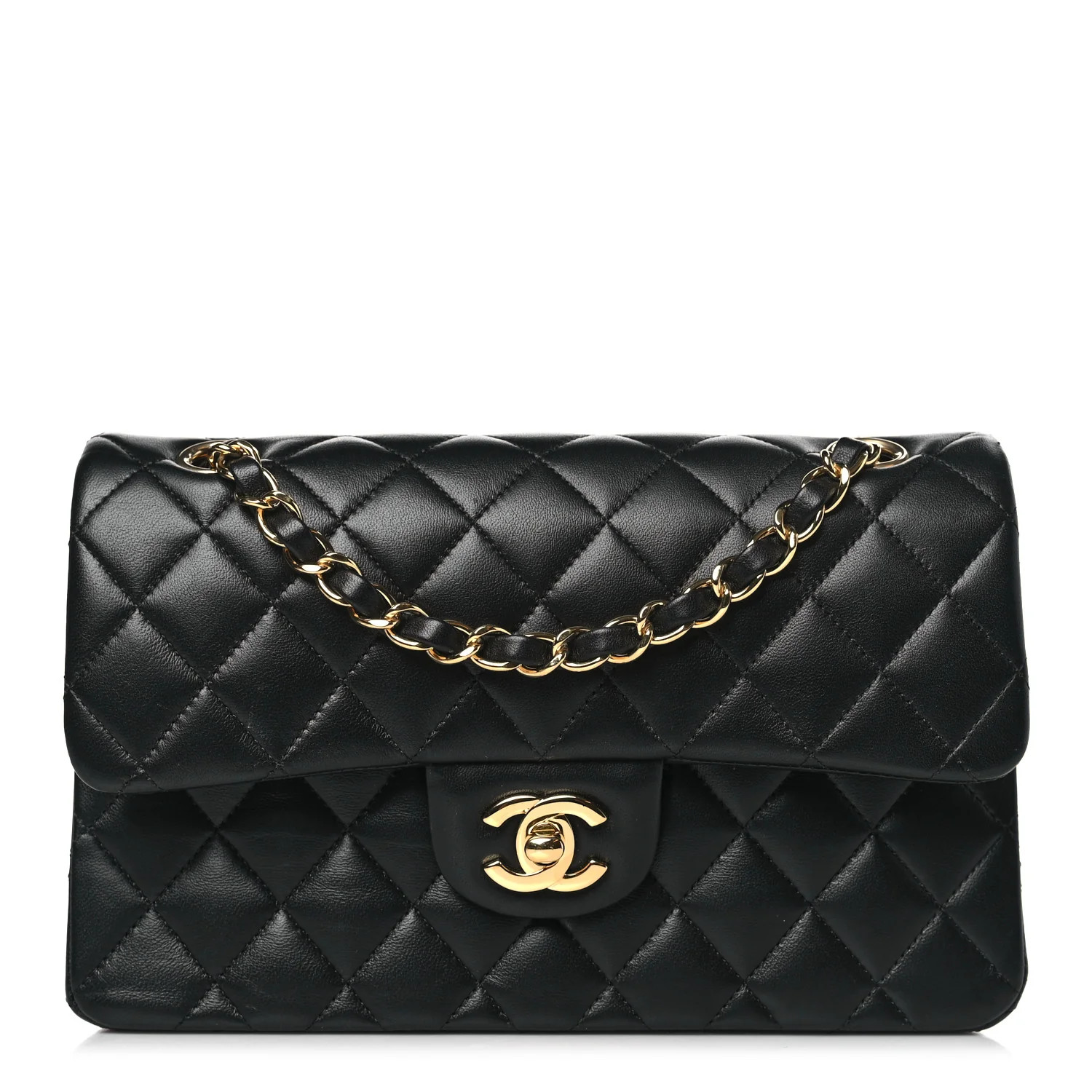 Lambskin Quilted Small Double Flap Black | FASHIONPHILE (US)