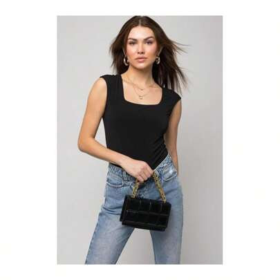 Cap Sleeve Square Neck Bodysuit | SHEIN