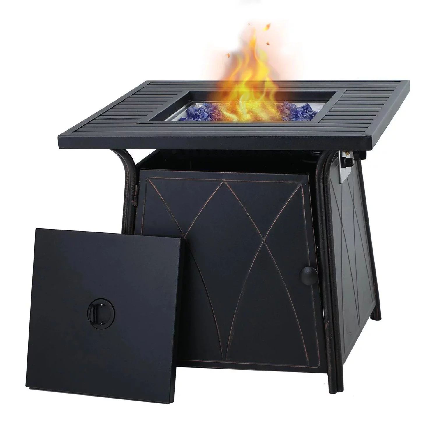 Sophia & William 28 inch Outdoor Gas Fire Pit Table with Lid 50,000 BTU | Walmart (US)