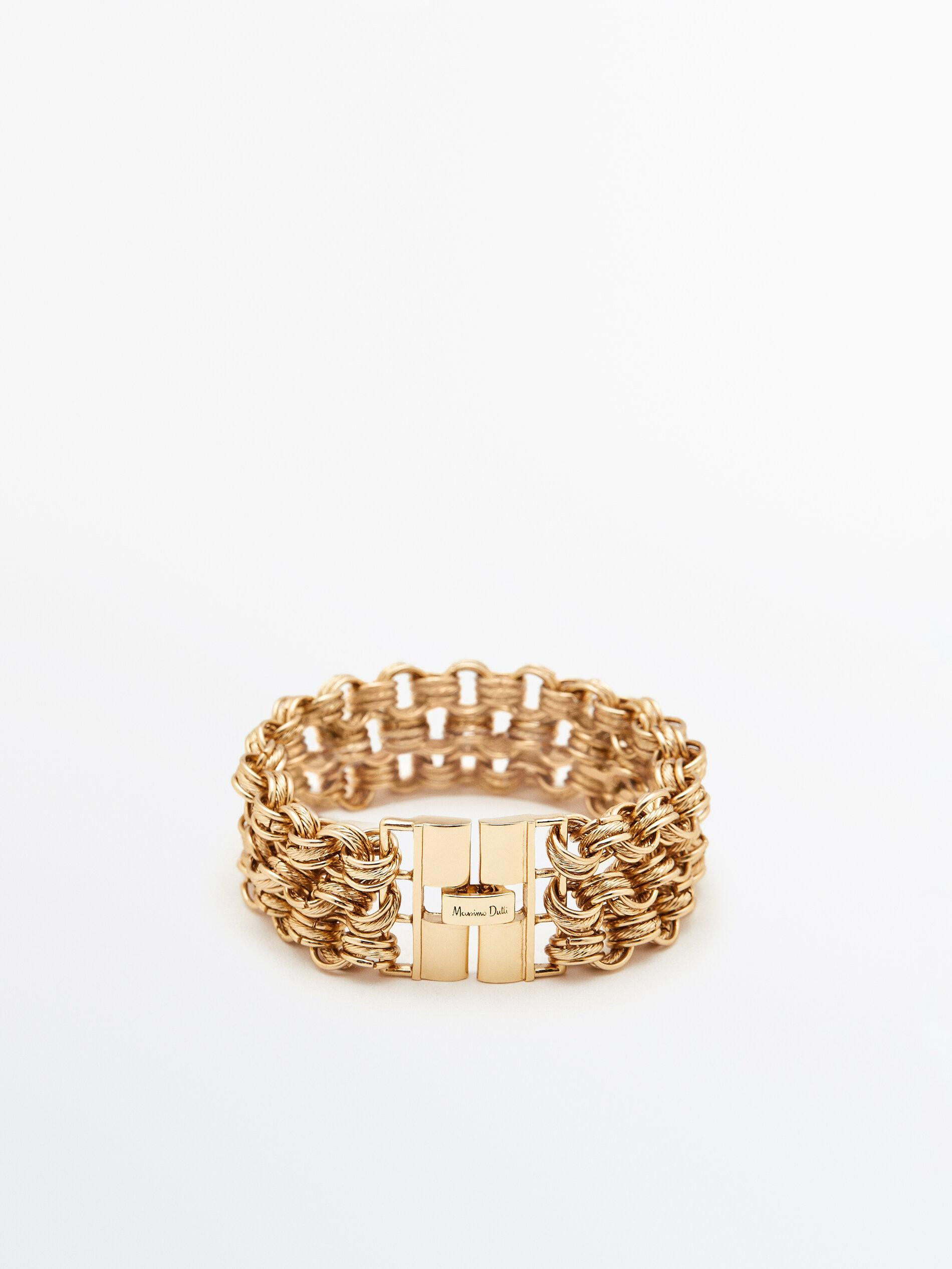 Gold-plated multi-chain bracelet | Massimo Dutti US