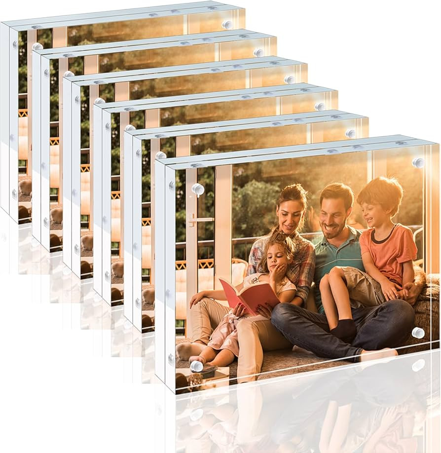Egofine 5x7 Acrylic Frames 6 Pack, 20mm Thicker Frameless Clear Picture Frames, Double Sided Magn... | Amazon (US)