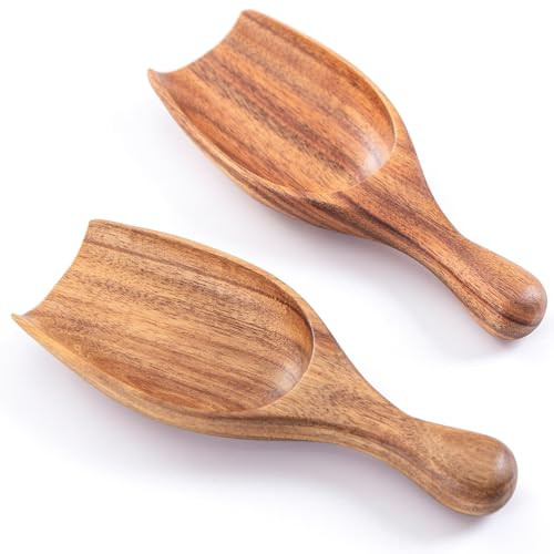 GinSent Wood Coffee Scoop-2 Pieces Large Measuring Spoons for Ground Coffee,Tea,Sugar,Seasoning-Multipurpose Wooden Scoop for Jars,Canisters,Bath Salts,Laundry Detergent(Acacia Wood) | Amazon (US)